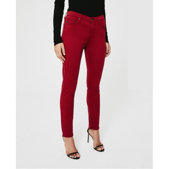 AG Adriano Goldschmied The Prima Cigarette Leg Pant Red Amaryllis Size 25R - Picture 2 of 13